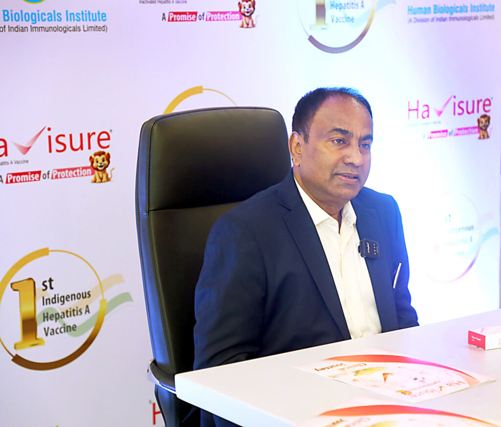 Dr. K. Anand Kumar, Managing Director of Indian Immunologicals Limited at the launch of the pediatric dose of India's first indigenous Hepatitis A vaccine, Havisure (0.5 ml)