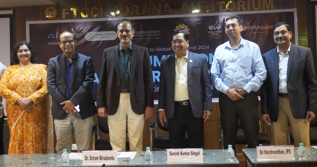 SANGEETA_ BALA PRASAD PEDDIGARIDR SRIRAM BIRUDAVOLU_SURESH SINGHAL_HARSHAVARDHAN AND MOHAN RAYUDU AT THE INAUGURARITON OF THE SUB SUMMIT ON AI-CYBERSECURITY 