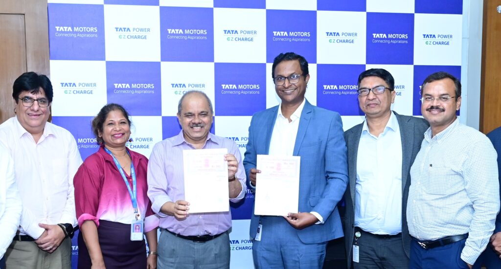 Tata Power Renewable Energy and Tata Motors sign a MoU to set up 200 fast-charging stations for electric commercial vehicles