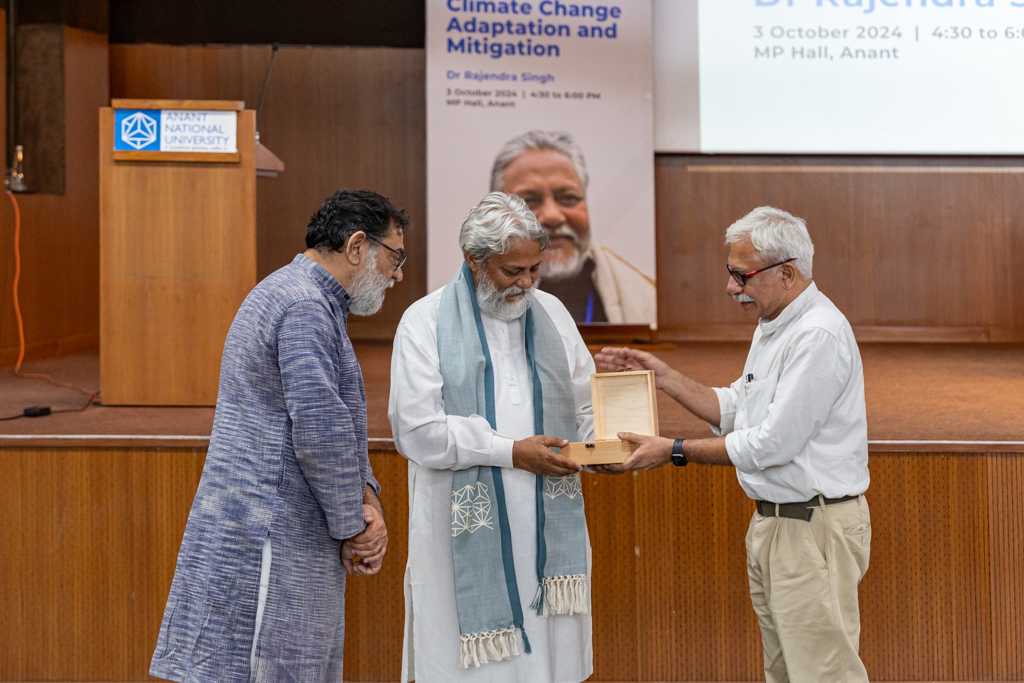 Dr Anunaya Chaubey, Provost and Dr Rajendra Singh_Anant National University Hosts the ‘Waterman of India’ Dr Rajendra Singh for a Lecture on Water Conservation and Sustainable Practices