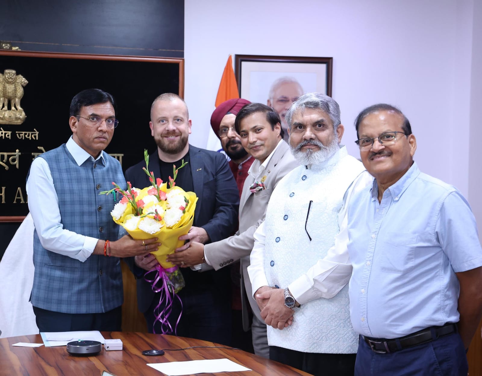 L - R - Boban Totovski (General Secretary , IESF) Gursharan Singh (Secretary General, SOGF), Adv. Nandan Kumar Jha (Founder and Advisor, SOGF) Shankar Aggarwa (President, SOGF))