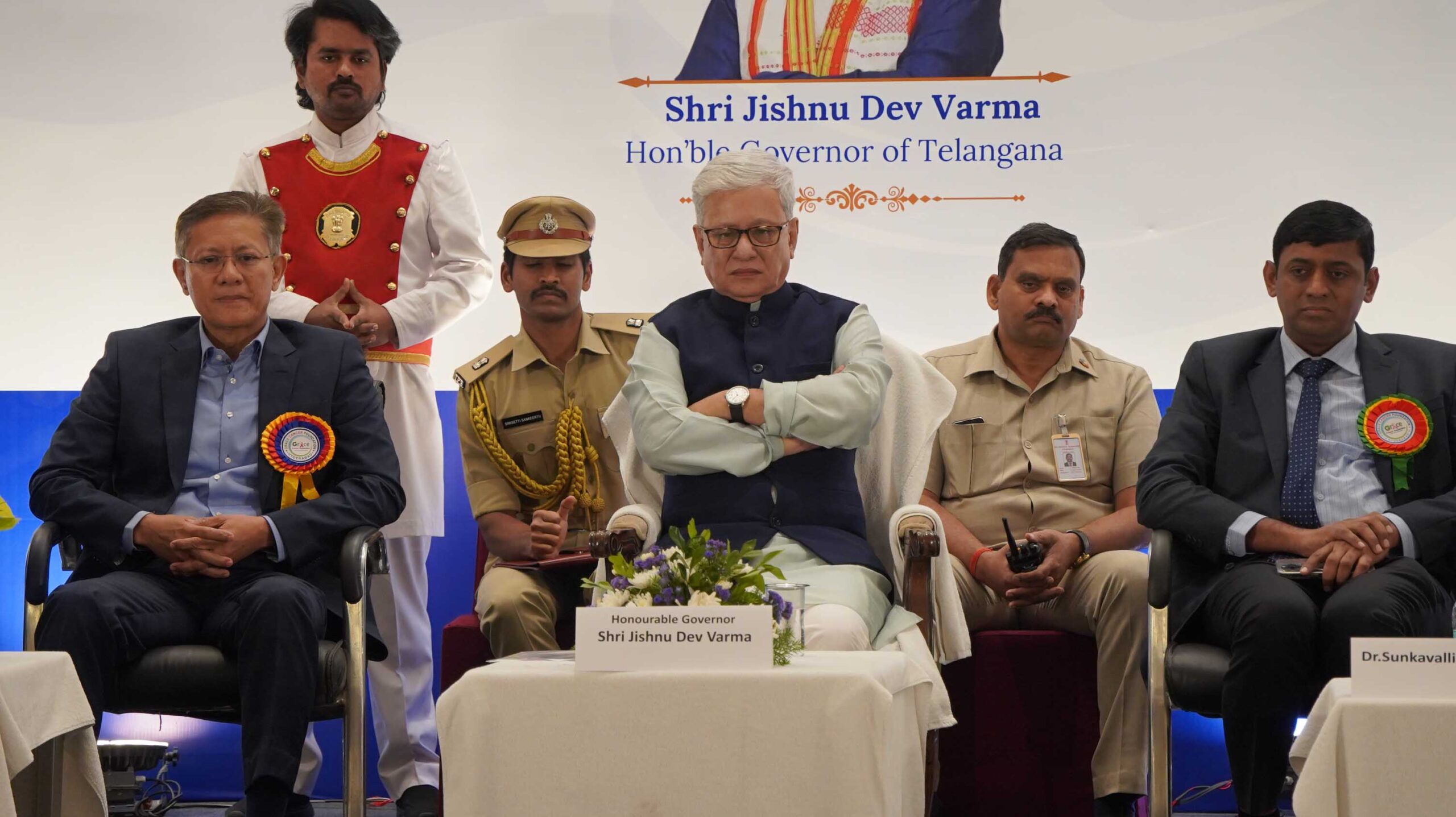 Governor Jishnua Dev Varma_Gautam SwangDr Vhinna Babu and others at the 11th Anniversary Celebrations of GCF