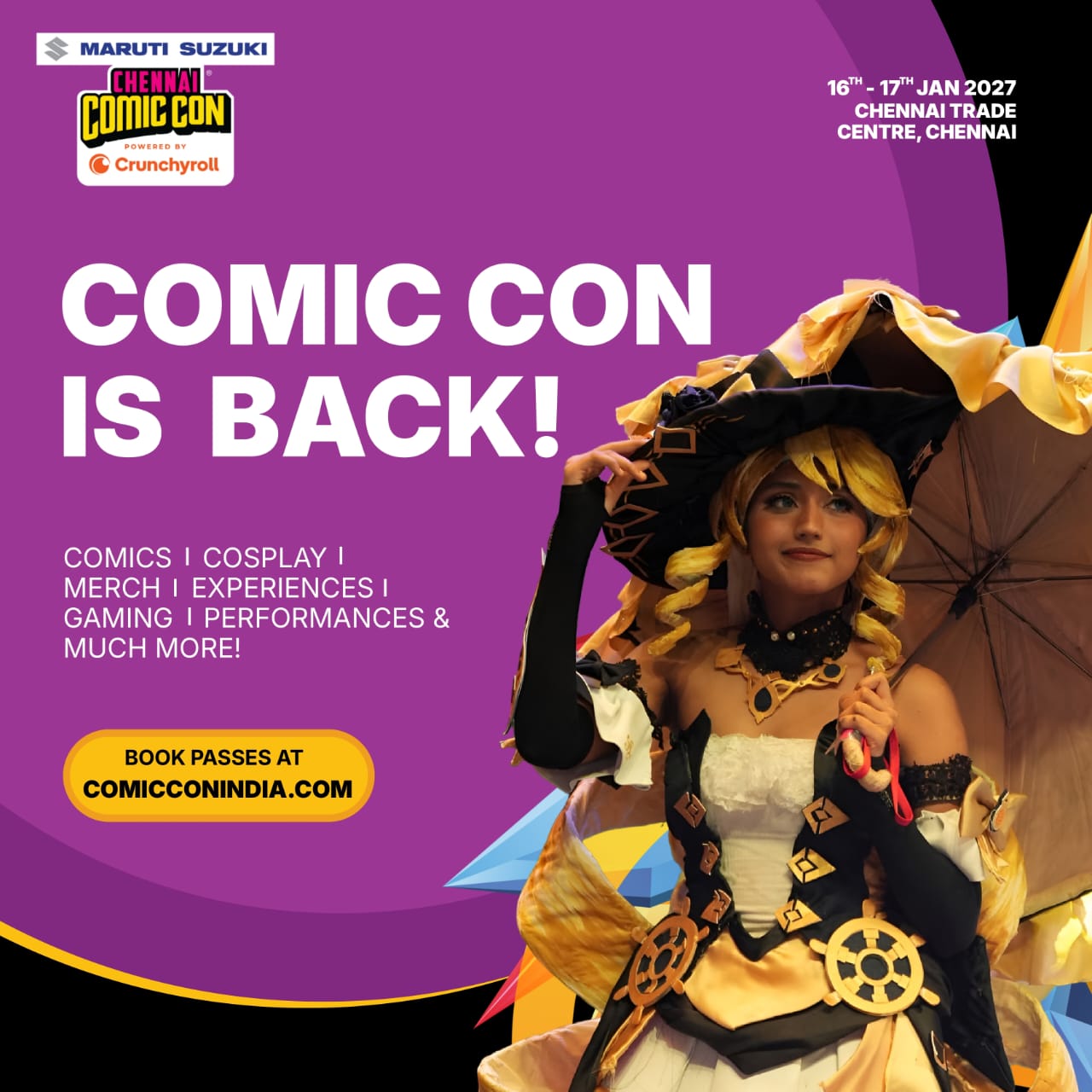 Chennai Comic Con is set to return on January 16–17, 2027, at Chennai Trade Centre
