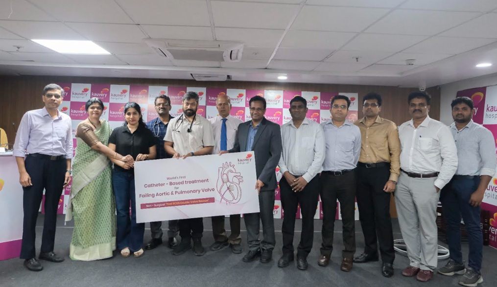 Kauvery Hospital Alwarpet Performs World's First Catheter-Based Treatment for Two Failing Heart Valves in a Man Aged 58 in Hybrid Cath Lab 
